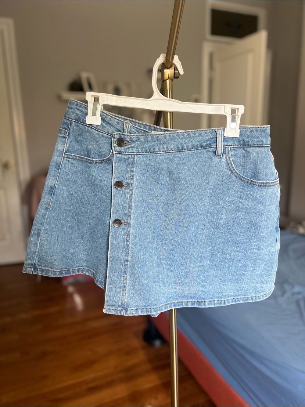 Harper Heritage Light Blue Denim Button-Front Mini Skirt